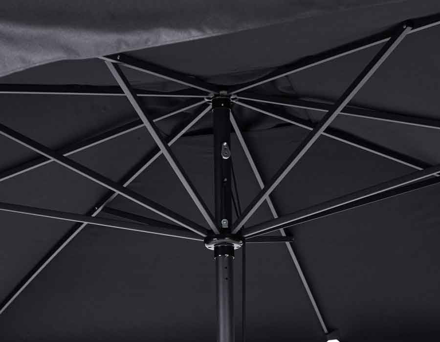 Market Parasol BLACK – 3.5x3.5 m w/ Cord Pull
