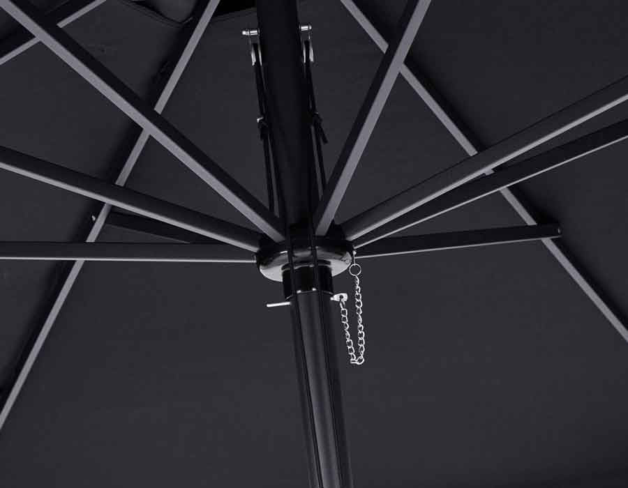 Market Parasol BLACK – 3.5x3.5 m w/ Cord Pull