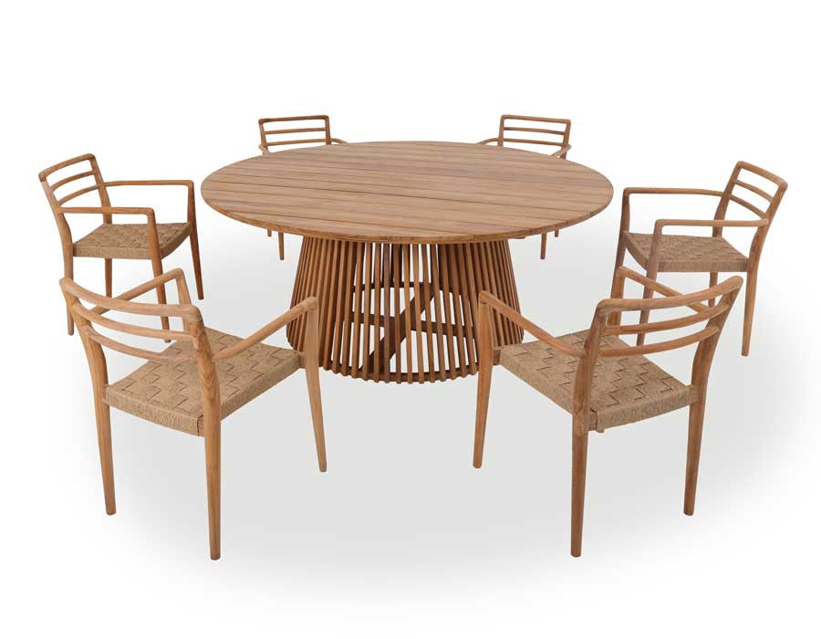 Luna Garden Furniture Set CORE TEAK – 180 cm w/ Duri Chairs w/ Armrests