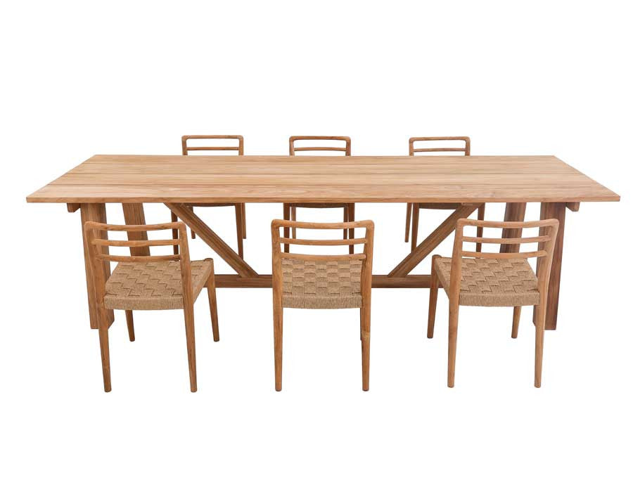 Hercules Garden Furniture Set CORE TEAK – 290 cm w/ Duri Chairs w/ Armrests