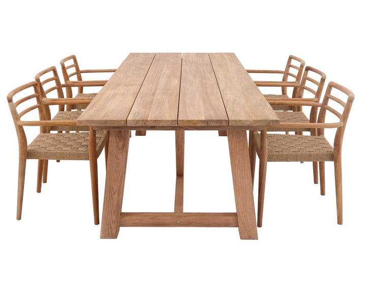 Hercules Garden Furniture Set CORE TEAK – 290 cm w/ Duri Chairs w/ Armrests