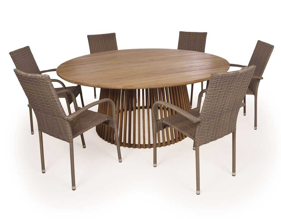 Luna Garden Furniture Set TEAK – 180 cm w/ Geneva DUSTY Chairs
