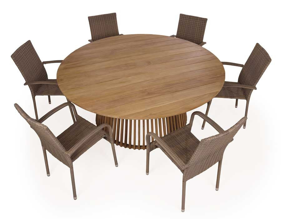 Luna Garden Furniture Set TEAK – 180 cm w/ Geneva DUSTY Chairs