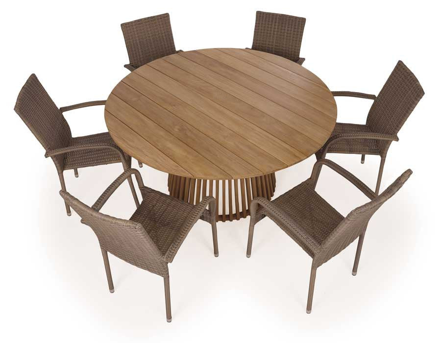 Luna Garden Furniture Set TEAK – 150 cm w/ Geneva DUSTY Chairs