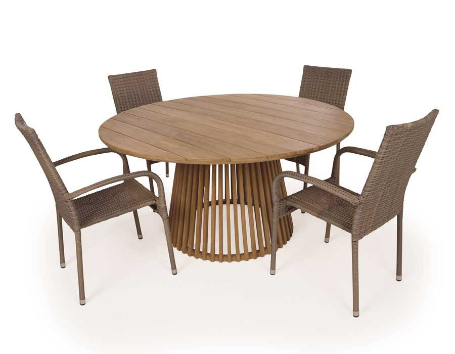 Luna Garden Furniture Set TEAK – 150 cm w/ Geneva DUSTY Chairs