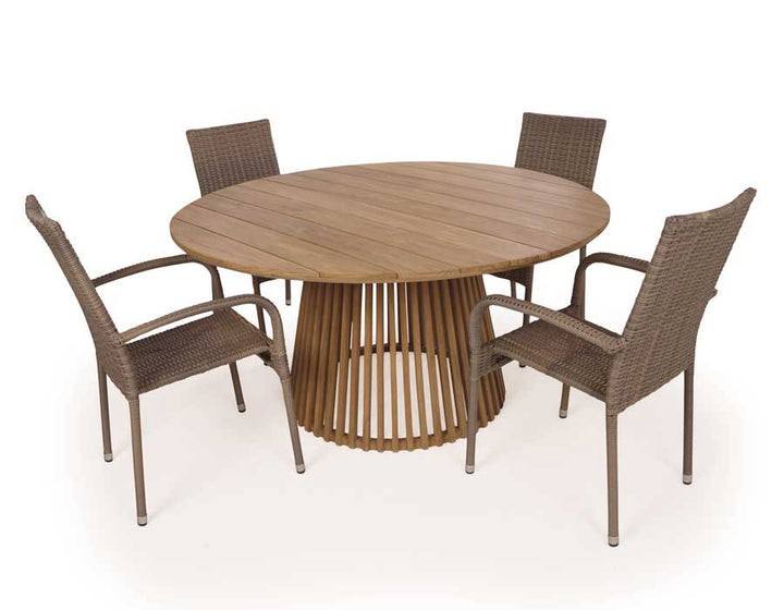 Luna Garden Furniture Set TEAK – 150 cm w/ Geneva DUSTY Chairs