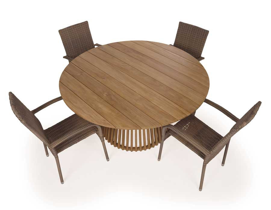Luna Garden Furniture Set TEAK – 150 cm w/ Geneva DUSTY Chairs