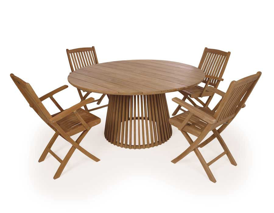 Luna Garden Furniture Set TEAK – 150 cm w/ Mia Chairs w/ Armrests