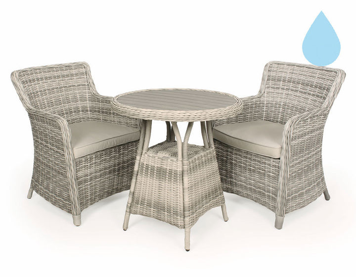 Rio Coffee Set LIGHT GREY – w/ 2 Dining Chairs - 70 cm