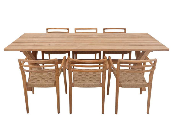 Thor Garden Furniture Set CORE TEAK – 240 cm w/ Duri Chairs w/ Armrests