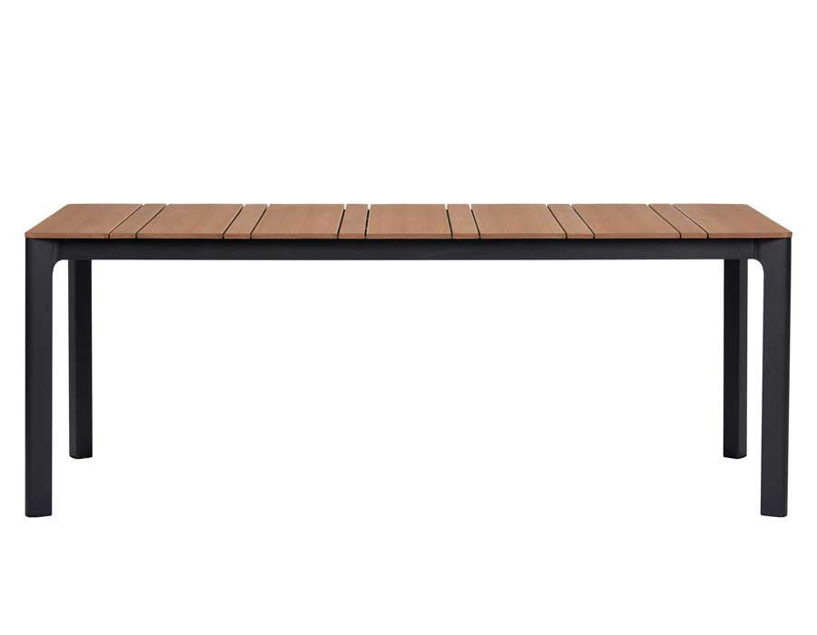 Noah Garden Table – 90x199 cm - BLACK/Teak Look