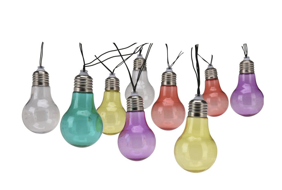 Solar Light Chain – w/ 10 LED Bulbs, Colors