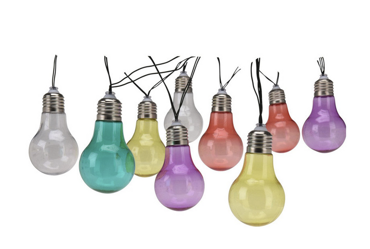 Solar Light Chain – w/ 10 LED Bulbs, Colors