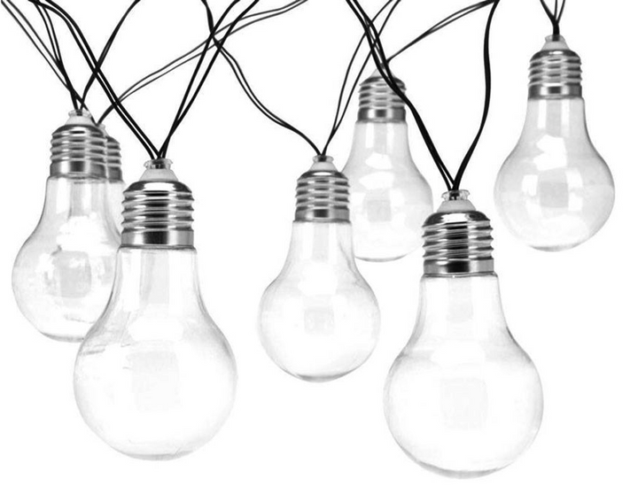 Solar Light Chain – w/ 10 LED Bulbs, White