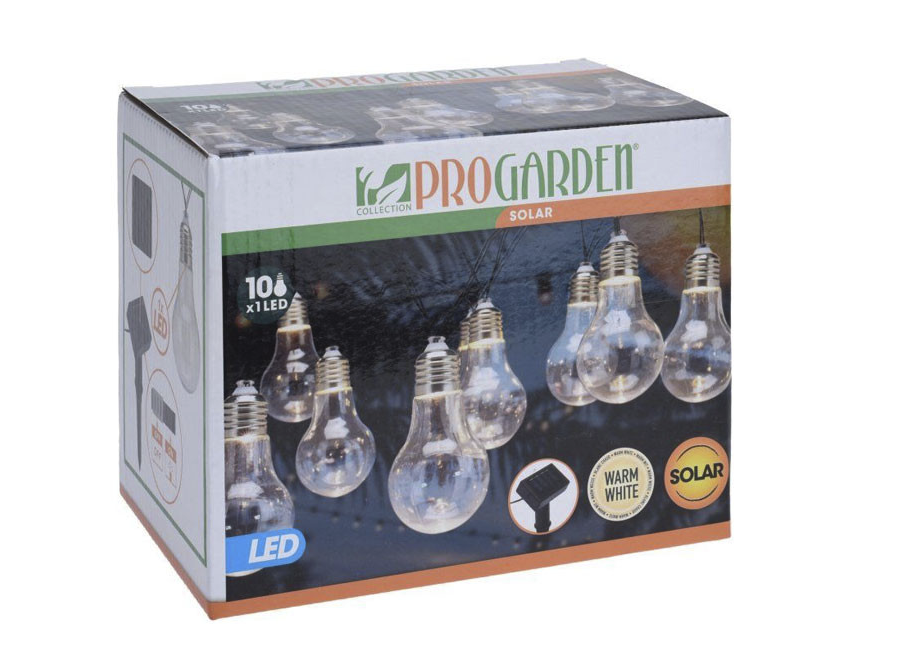 Solar Light Chain – w/ 10 LED Bulbs, White