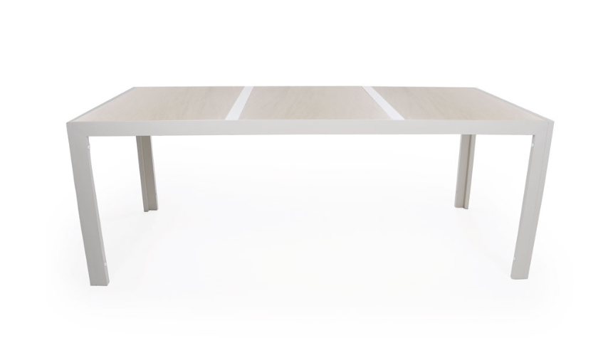 Mijas Ceramic Table – 90x195 cm - GREY-WHITE Frame / BEIGE Top
