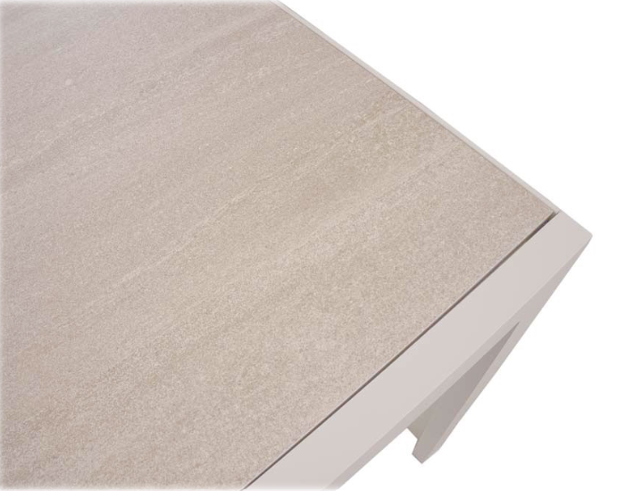 Mijas Ceramic Table – 90x195 cm - GREY-WHITE Frame / BEIGE Top