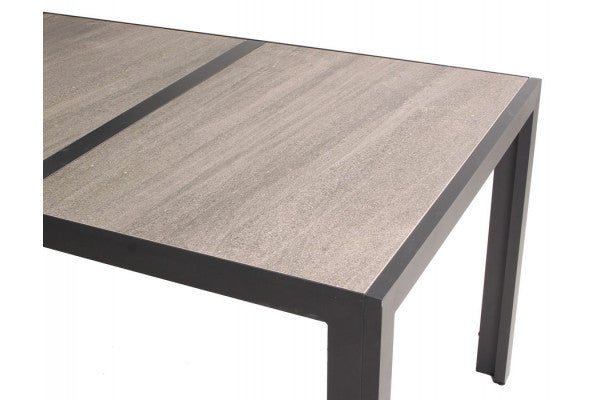 Mijas Garden Table – 90x195 cm w/ 3 Ceramic Plates GREY