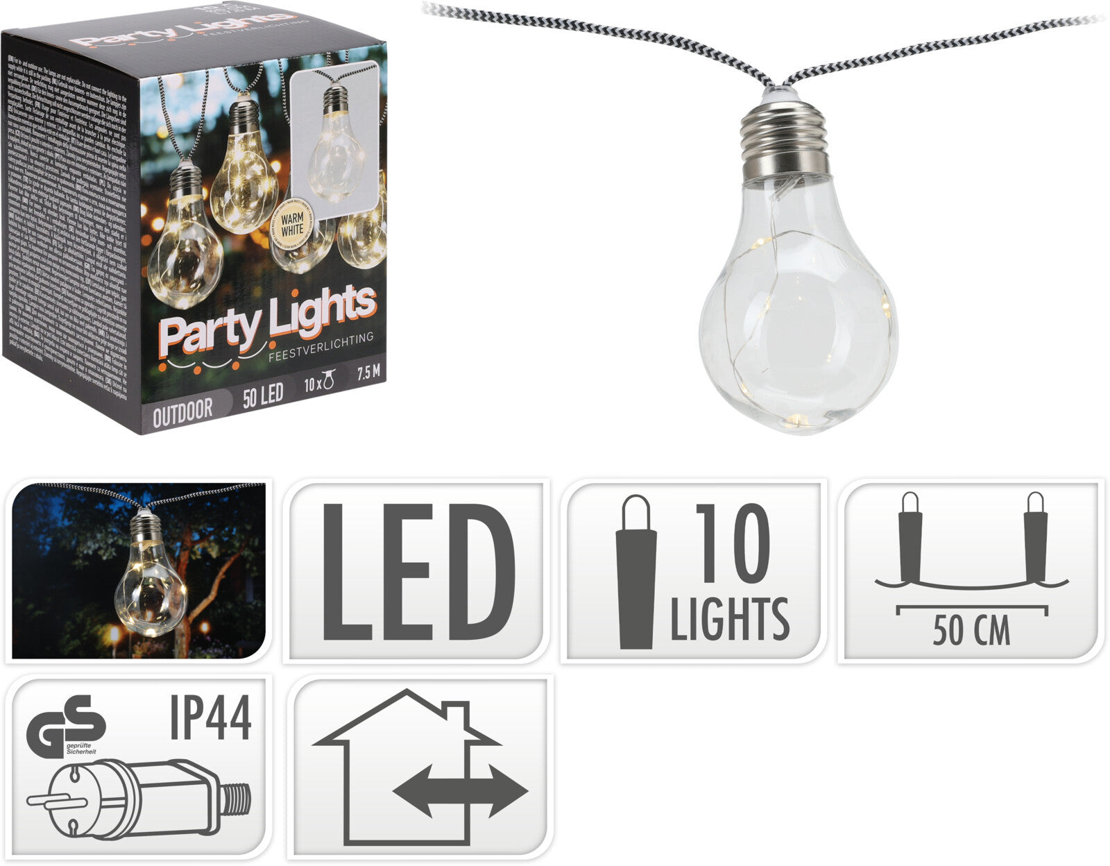 Light Chain – Partylight w/ 50 LED, Warm White