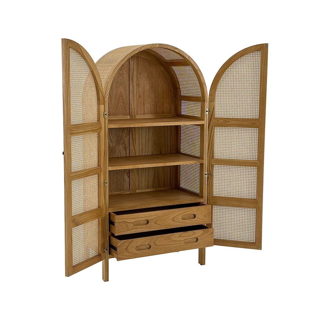 Batu Wardrobe – Double Doors w/ Rattan