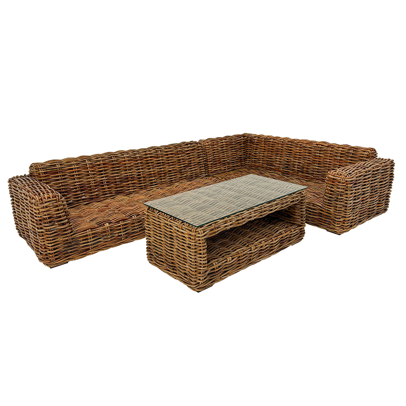 Nuru Lounge Sofa Set – LEFT Corner Rattan