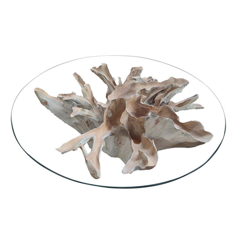 Teak Root Table – 180 cm w/ Glass Top