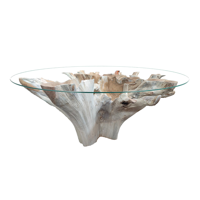 Teak Root Table – 180 cm w/ Glass Top