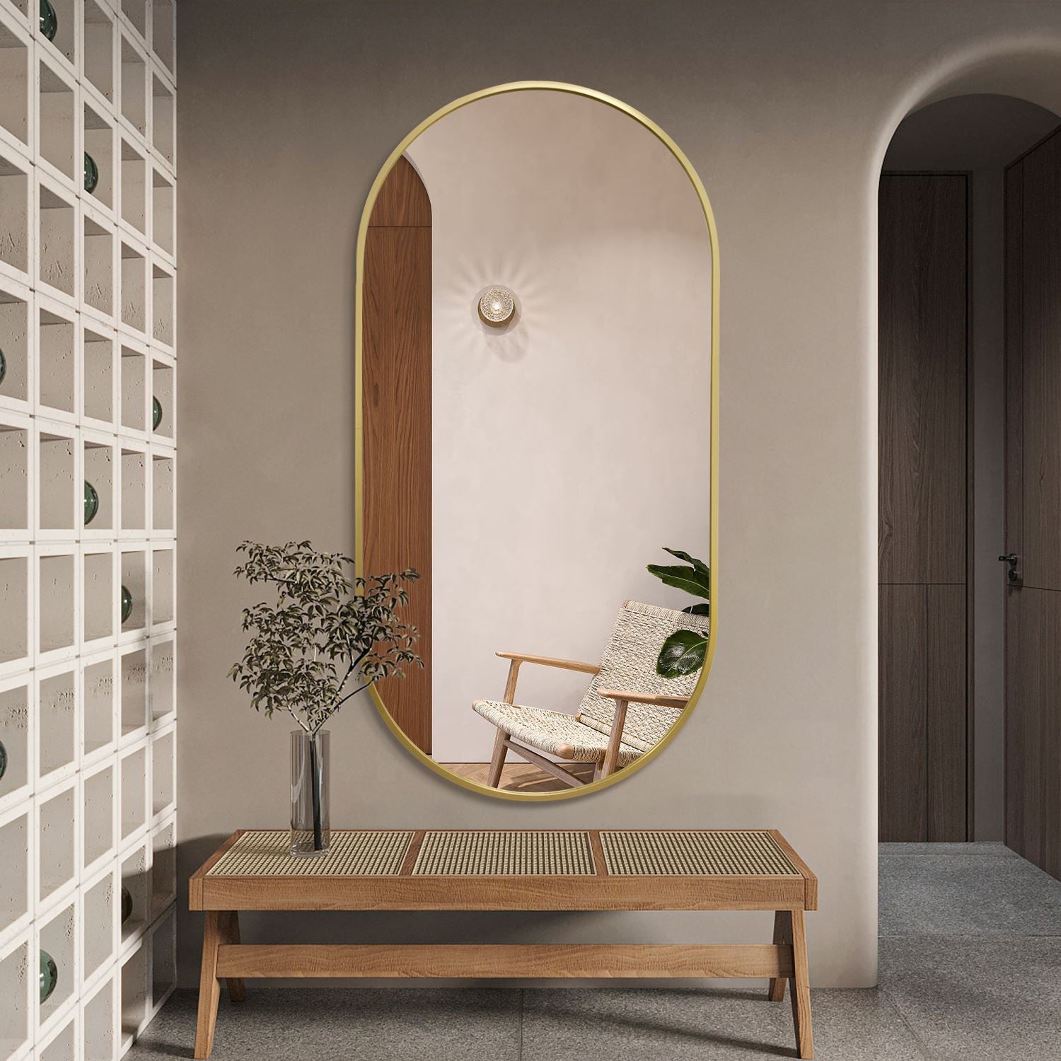 Titan Mirror OVAL GOLD – 100x200 cm
