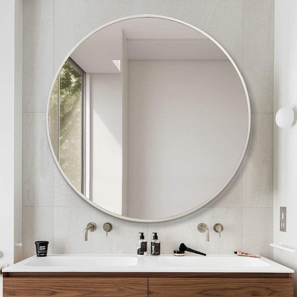 Mercury Mirror ROUND BRUSHED ALUMINIUM – Ø120 cm