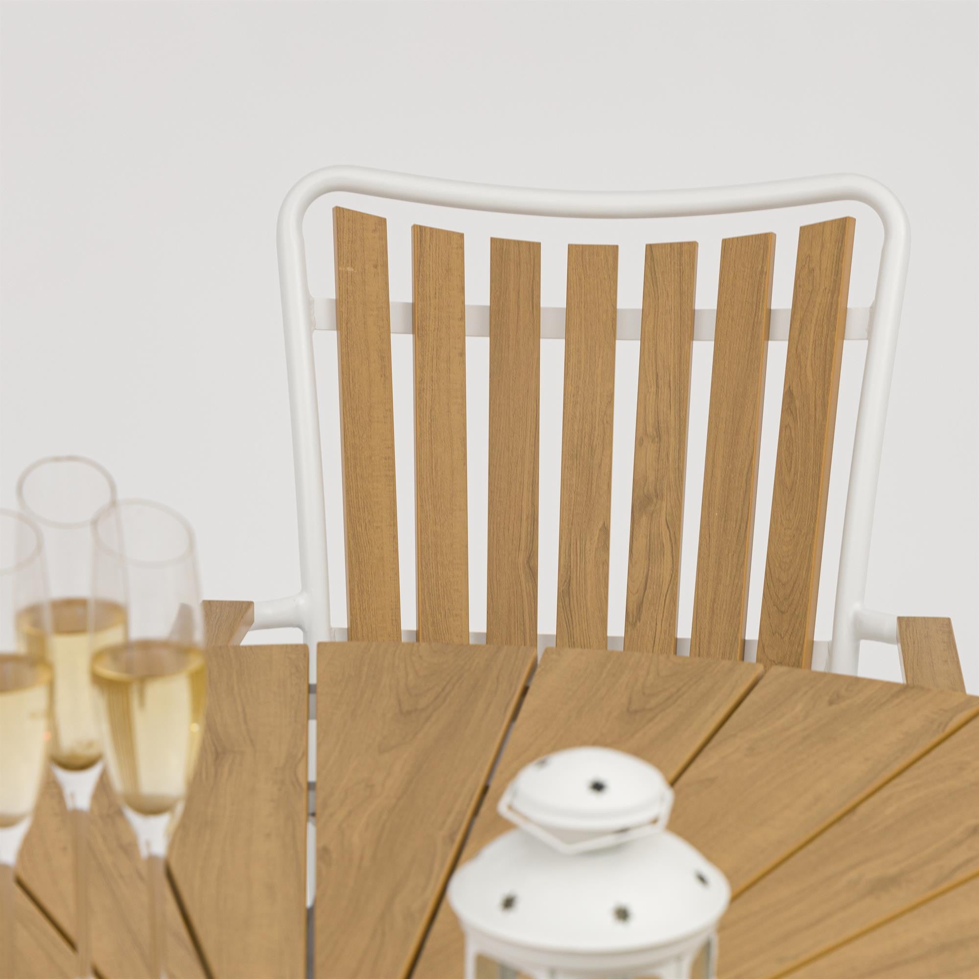 DaneLine Adam Garden Furniture Set WHITE NONWOOD – Ø130 cm w/5 Chairs