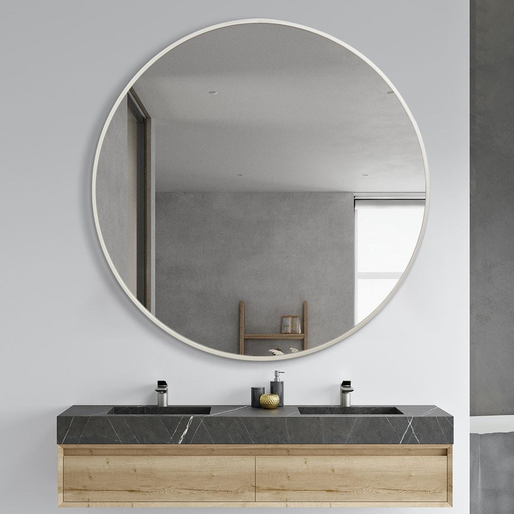 Mercury Mirror ROUND BRUSHED ALUMINIUM – Ø80 cm