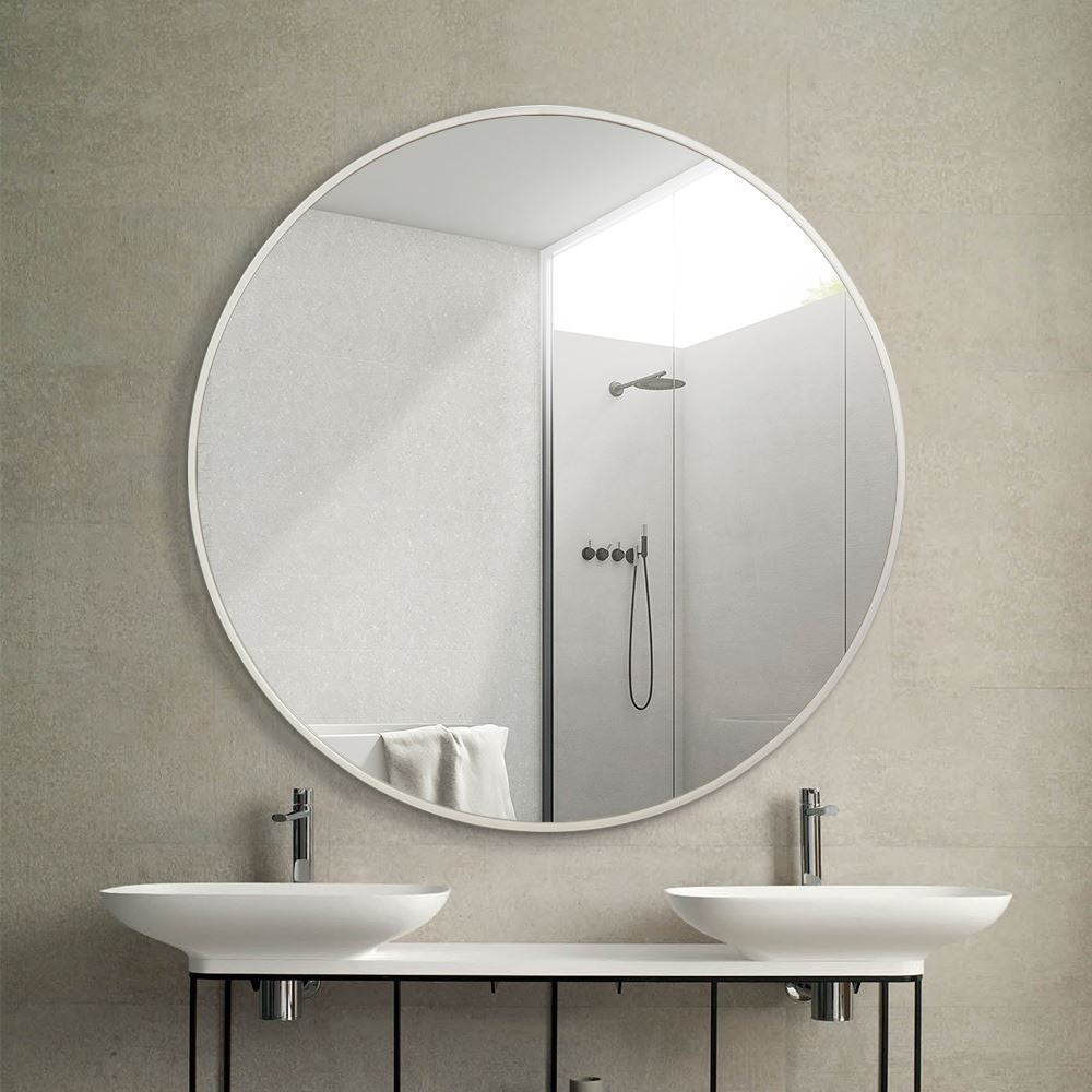 Mercury Mirror ROUND BRUSHED ALUMINIUM – Ø80 cm