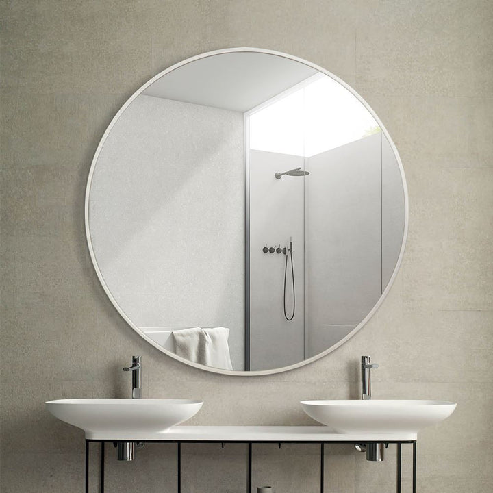 Mercury Mirror ROUND BRUSHED ALUMINIUM – Ø80 cm