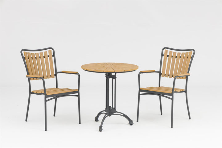 DaneLine Adam Café Set GREY NONWOOD – 70 cm w/2 Chairs