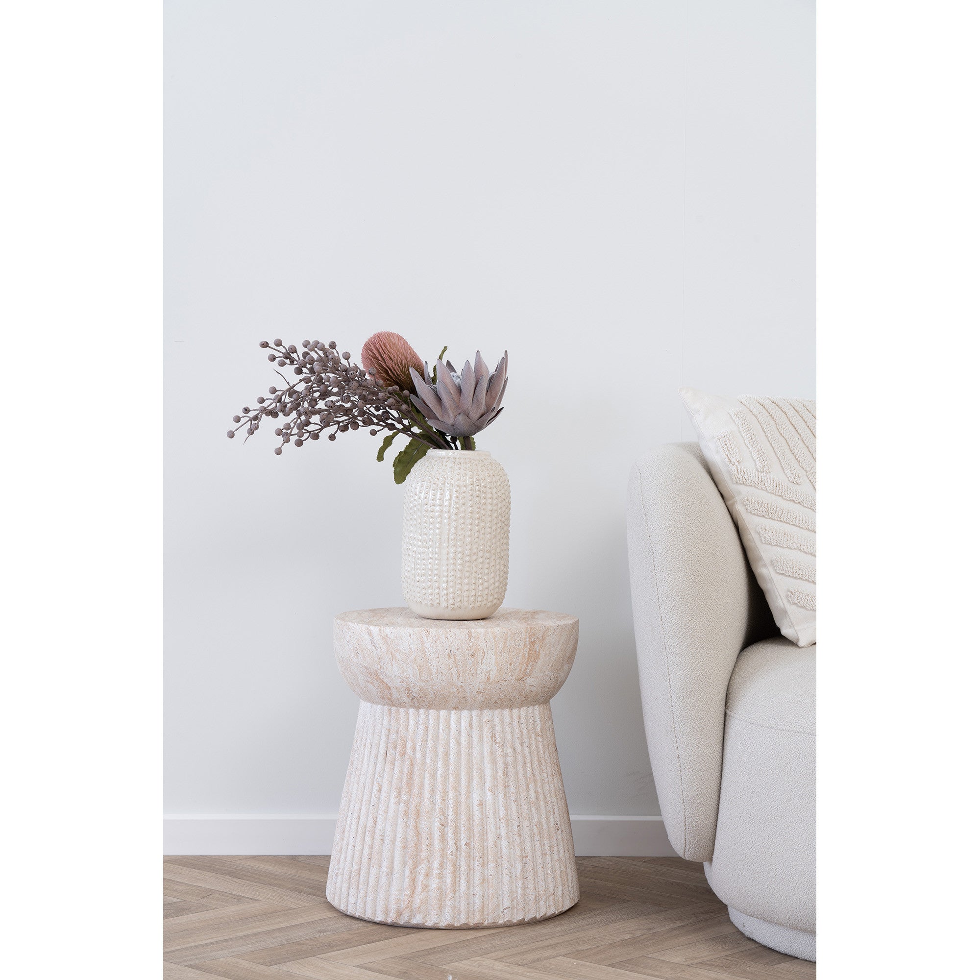 Bolette Side Table - Side Table, Fiberclay, Natural, Ø47.5x41 cm