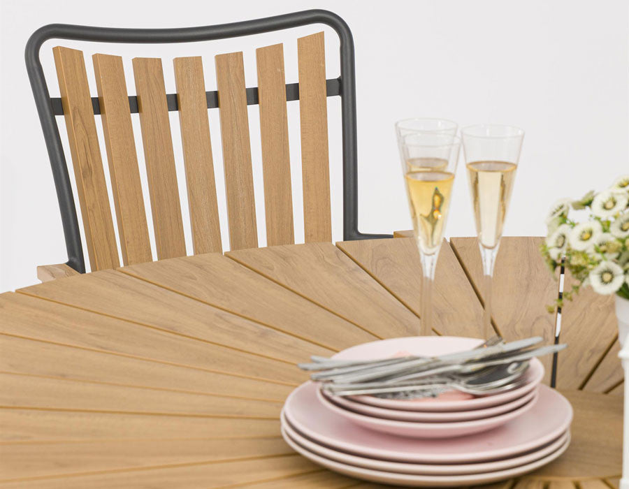 DaneLine Adam Garden Set NONWOOD GREY – 5 Chairs Ø130 cm