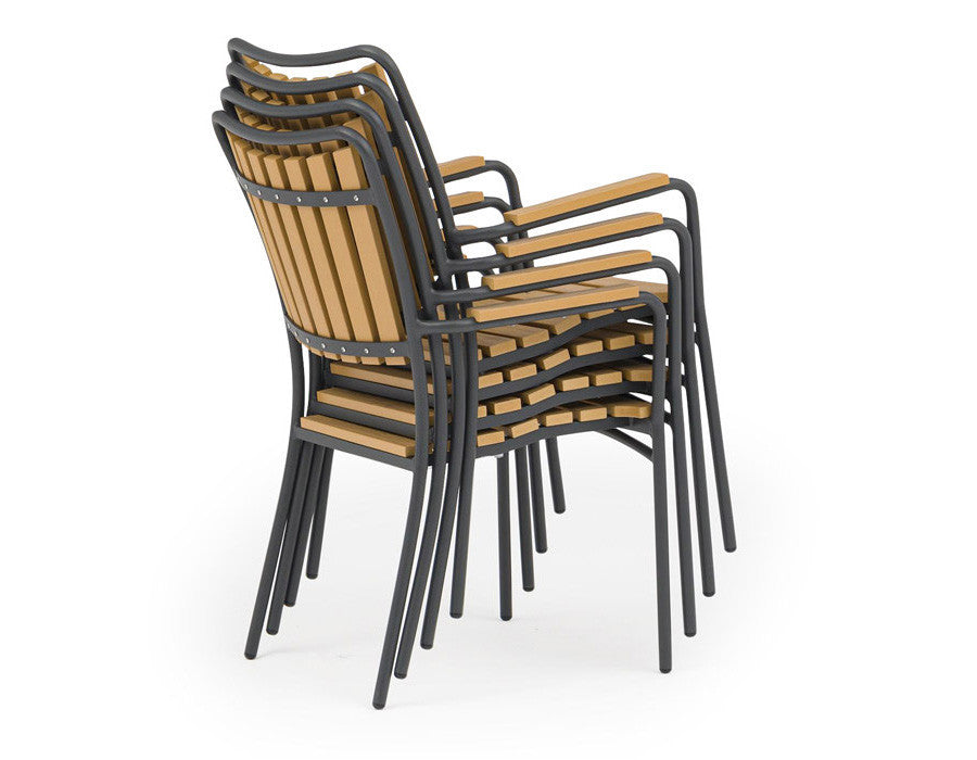 DaneLine Adam Garden Set NONWOOD GREY – 5 Chairs Ø130 cm