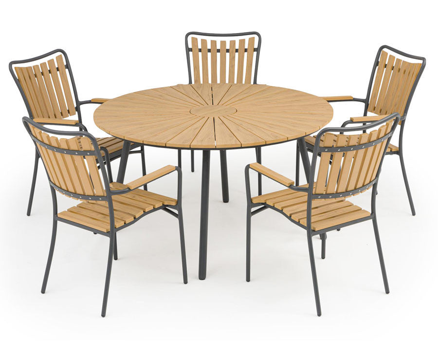DaneLine Adam Garden Set NONWOOD GREY – 5 Chairs Ø130 cm