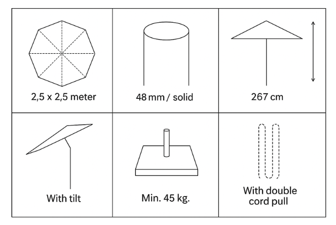 Sienna Parasol BEIGE – 2.5x2.5 m - w/ tilt