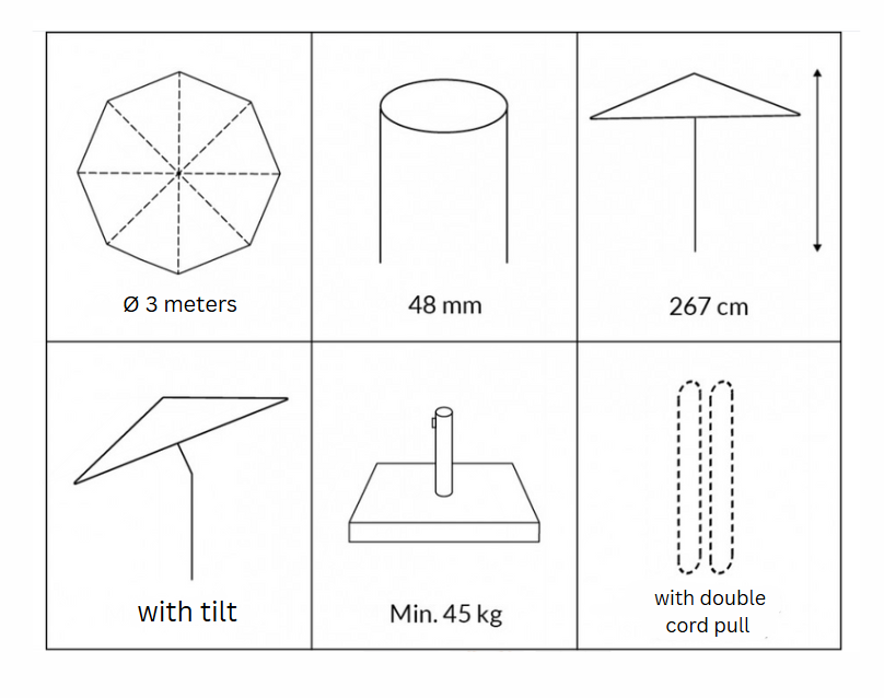 Sienna Parasol BEIGE – Ø3 m - w/ tilt