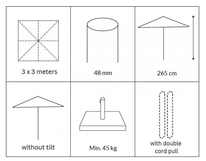 Sanne Parasol TAUPE Olefin - 3x3 M