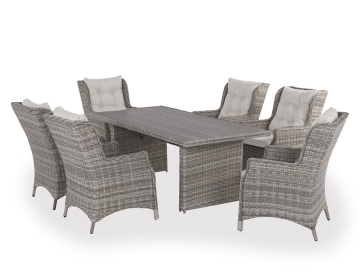 Rio Garden Furniture Set LIGHT GREY - w/ 6 Lounge Chairs