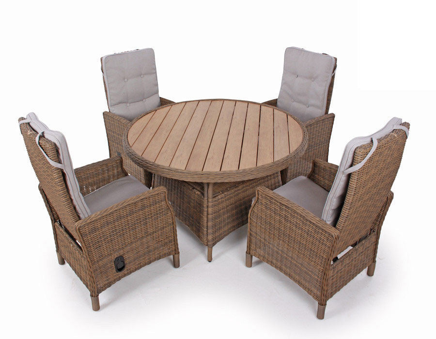 Rio dusty garden set w/4 chairs - Ø 130 cm