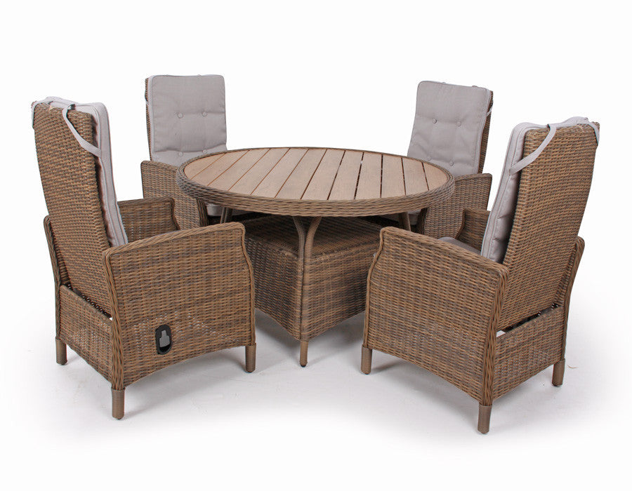 Rio dusty garden set w/4 chairs - Ø 130 cm