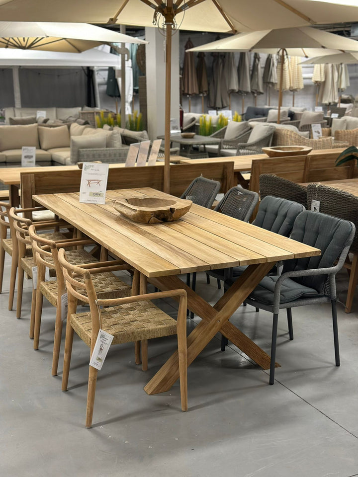 Thor Plank Table CORE TEAK – 100x240 cm w/ X-Legs