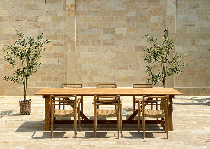 Hercules Garden Furniture Set CORE TEAK – 290 cm w/ Duri Chairs w/ Armrests