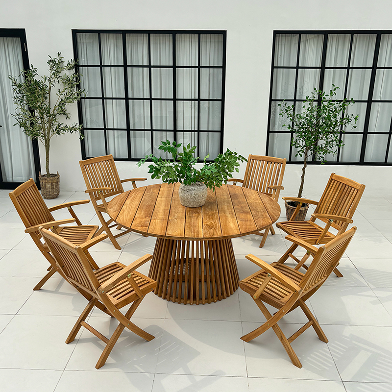 Luna Garden Furniture Set TEAK – 150 cm w/ Mia Chairs w/ Armrests