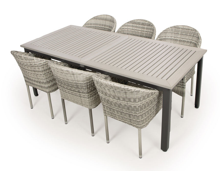 Nydala Andrea Garden Furniture Set w/6 Chairs - 90x200/280 - GREY