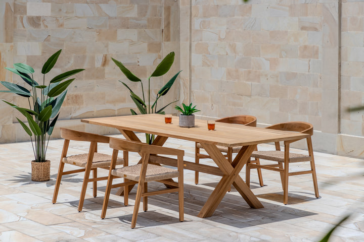 Chadstone Garden Furniture Set – 200 cm Core Teak Table w/ 4 Hola Chairs