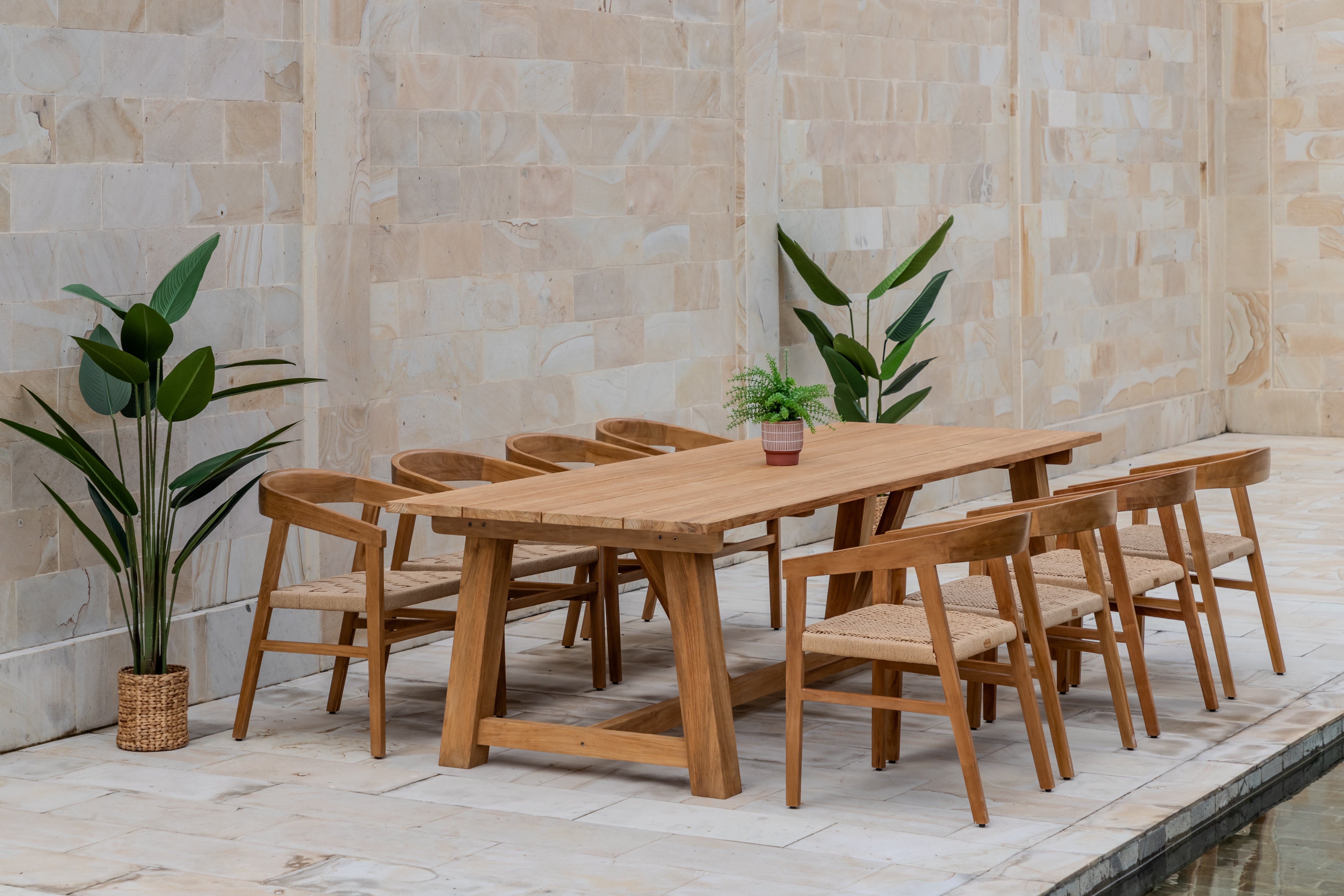 Hercules Garden Furniture Set – 290 cm Core Teak Table w/ 8 Hola Chairs